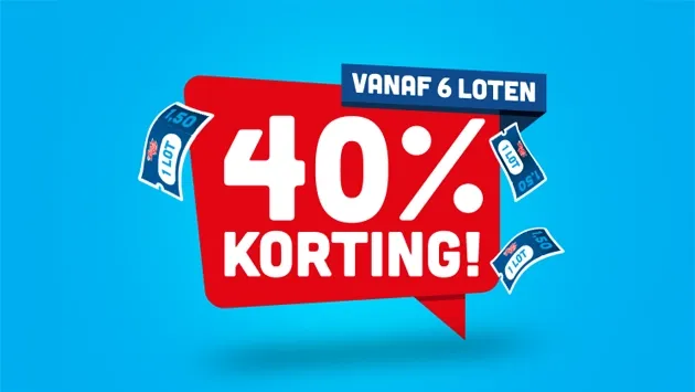 Krijg 40% korting vanaf 6 loten